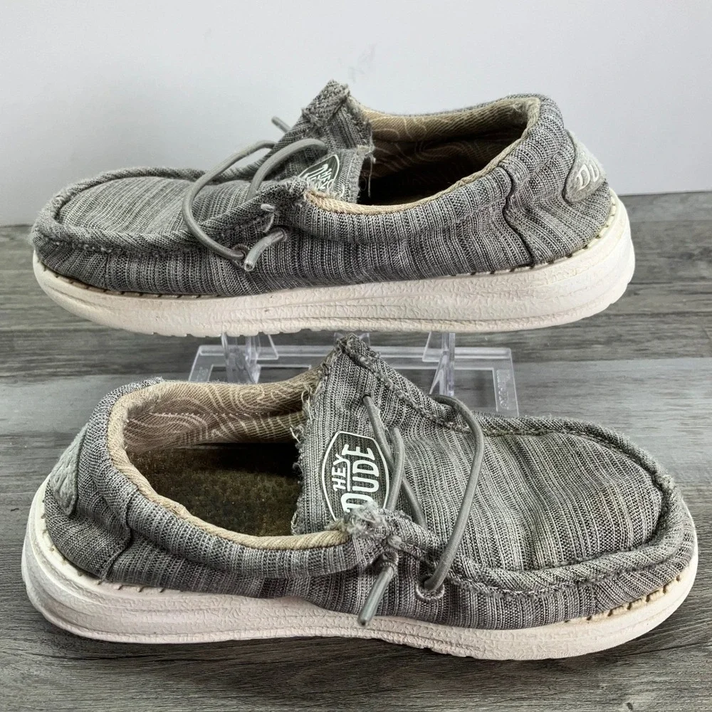 Hey Dude Wally Toddler Blend Linen Stone Grey Slip On Loafers Shoes Size 10T